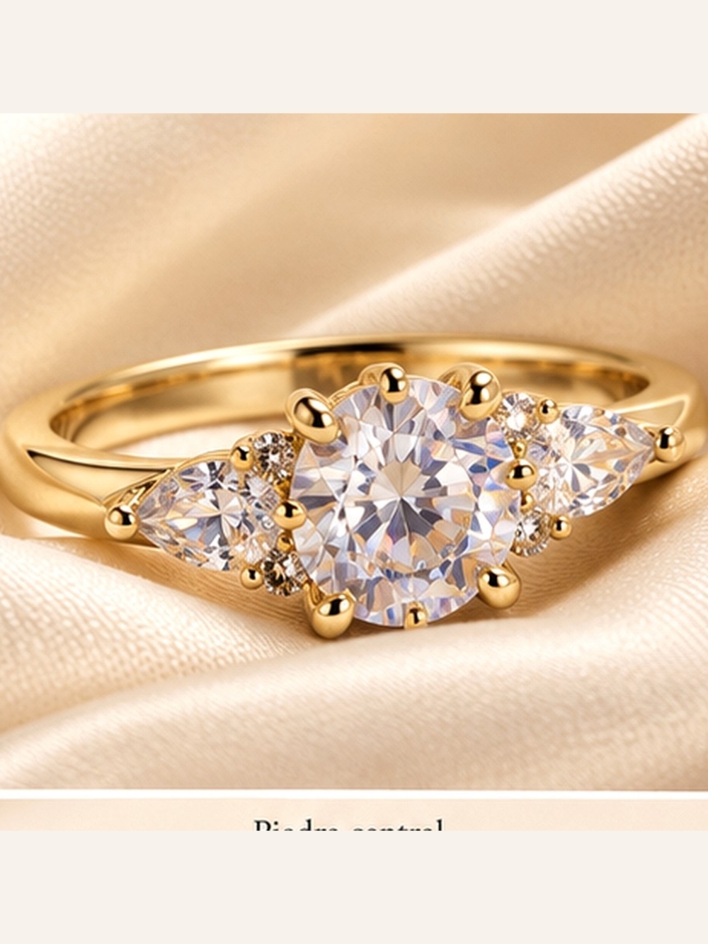 Gold Laminated 14k. Round-Cut CZ Three-Stone Engagement Ring